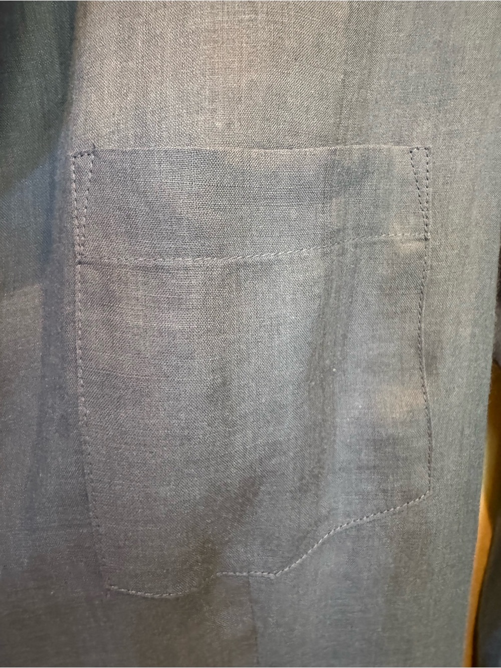 Theory Slate Blue Linen Long-Sleeve Button Front Shirt Dress - Picture 7 of 10